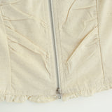 Frill shirring zipper corset top 231139667