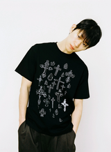 スケッチクロスTシャツ - ブラック