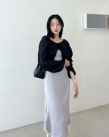 Pulse satin layered shirring one-piece
