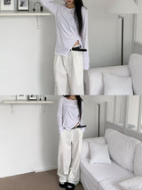  Motion 2WAY Snap Pintuck Wide Banding Long Pants (4 colors)