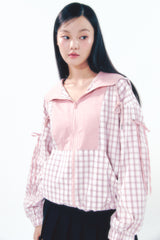 Check Ribbon Wind Breaker Pink
