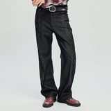 laser cowboy flare denim pants black