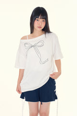 リボンアンバランスTシャツ