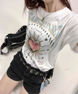 ハートサンセットグラフィックTシャツ_ホワイト(ミント)