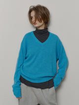 WOOL V-NECK KNIT (BLUE)