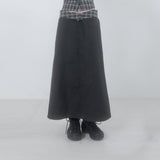 Folded check maxi skirt 001