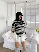 Blush Zebra Loose-Fit Thick Knit (One Color)