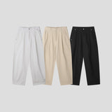A-line Curved Wide Cotton Pants 3COLOR