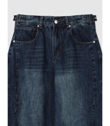 Round denim pants