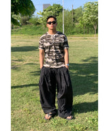 Camo Waffle Henley Neck Muscle Fit T-shirt