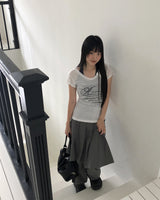Dien lettering printed button short sleeve T-Shirt