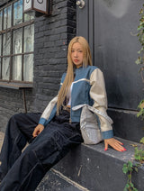 Peer One Track Crop Leather Jacket