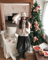 フラワーヘアリーニットビーニー
