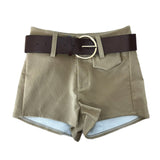 Sculpt Two-Button Spandex Shorts & Belt SET (3 Colors)