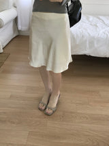 Glue Satin Midi Skirt (2 colors)