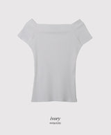 オフショルダースリムリブ半袖Tシャツ (3color)