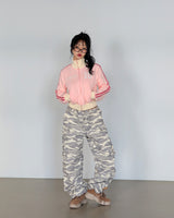 Light Camo Military Cargo Wide Pants