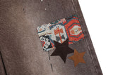 Brown Star Patch Washed Denim Pants
