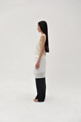 Linen oval neck knit, Cream