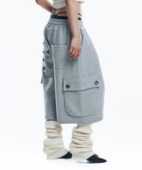 Cross eyelet Bermuda Sweatpants - Gray