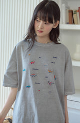 26SS★ Dino Stitch Embroidered Pigment Short Sleeve Tee