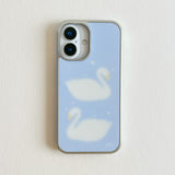 swan silver glossy glass phone case