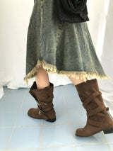 Loose Fit Buckle Boots