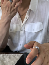 Look Hour Light Texture Muscle Roll Up Short Sleeve Shirt