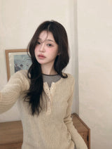 DE Slim Wool Rib Henry Neck Knit (6color)