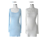 Mad See-through Inner U-Neck Long Sleeve Tee (2 colors)