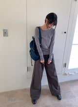 26SS★ [BAONHAUS] デニンコットンセミブーツカットパンツ