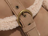 Suede Leather Fleece Poggle Bag Belted Women's Shoulder Bag Fleece Bag