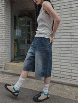 フィリップブラシウォッシングバーミューダデニムパンツ