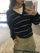 Mono Stripe V-Neck Knit (3color)
