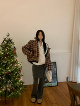 Witty Bulky Check 2-Way Zipper Hood Puffer