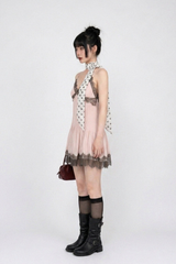 PINKBOM BLUSH LACE MINI DRESS