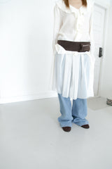 see-through cutting pleats skirt(3colors)