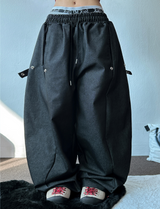 SNAP DENIM BALLOON LONG PANTS 💙🖤2COLOR