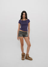 [B-BASIC] ベーシックリブボートネック半袖Tシャツ (2 SIZE)