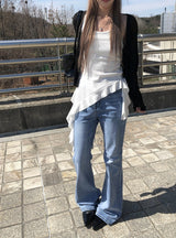 Nazy アンバランスラッフルフリルホルタースリーブレス