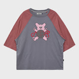 マルチーズトイラグランスリークォータースリーブTシャツ