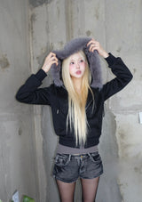 Sleek Fur Hood Zip-Up