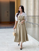 Muel Shirt Color Matching Layered Trench One Piece