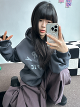 SHOULDER ARM PRINTING TATTOO PATCH CHERRY HOODIE🍒🩵🤍3COLOR