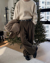 [Unisex] ステッチラウンドネックニット(3color)
