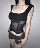pre lace puff top (4colors)