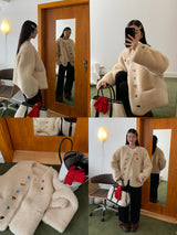 wool kitsch button round fur jacket