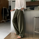 Cool Pin Tuck Linen Wide Pants