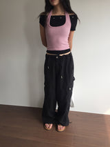 Peep Wide Cargo Pants (3color)
