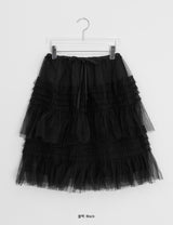 Samen Frill Tulle Banding Midi Skirt